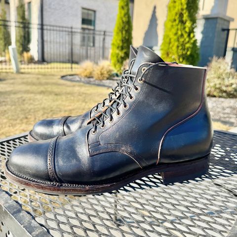 View photo of Viberg Service Boot BCT in Horween Black Teacore Double Cordovan Butts