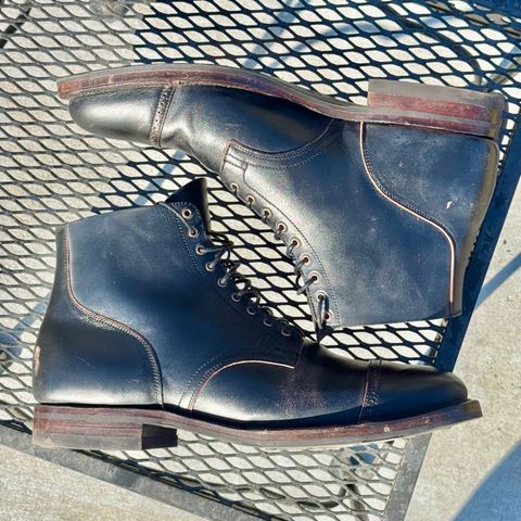 View photo of Viberg Service Boot BCT in Horween Black Teacore Double Cordovan Butts