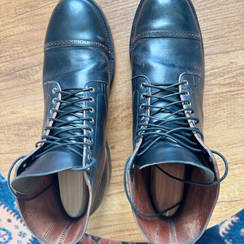 View photo of Viberg Service Boot BCT in Horween Black Teacore Double Cordovan Butts