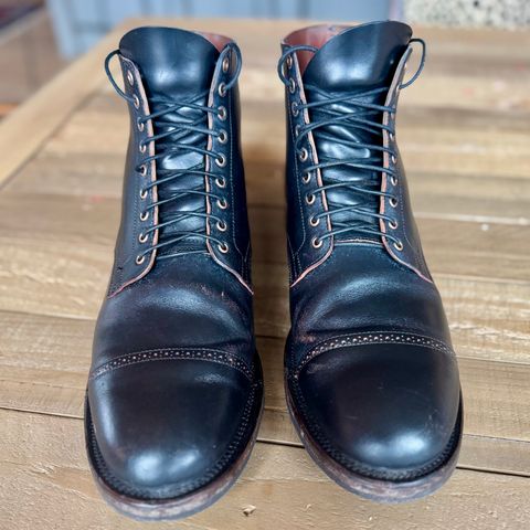 View photo of Viberg Service Boot BCT in Horween Black Teacore Double Cordovan Butts