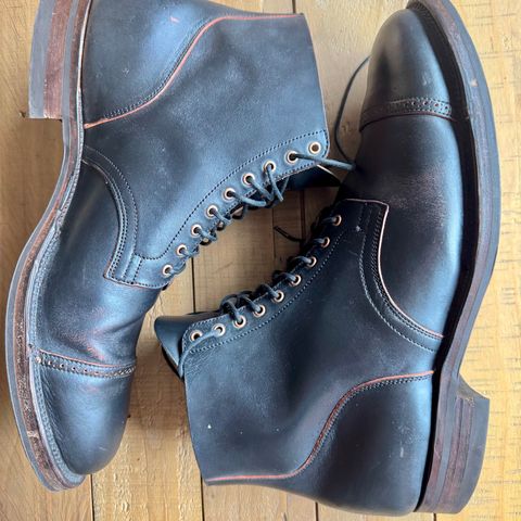 View photo of Viberg Service Boot BCT in Horween Black Teacore Double Cordovan Butts