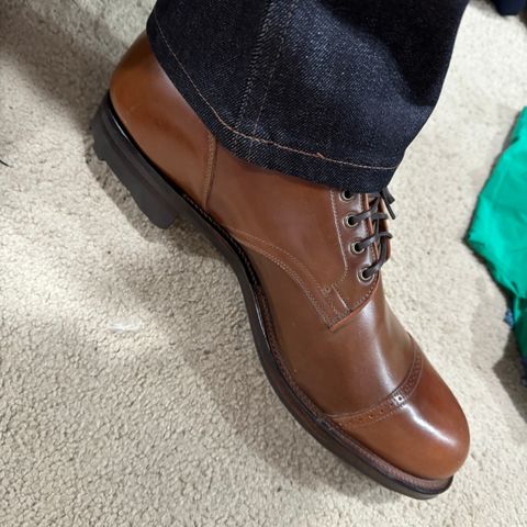 View photo of Viberg Service Boot BCT in Horween Whiskey Dip Dye Shell Cordovan