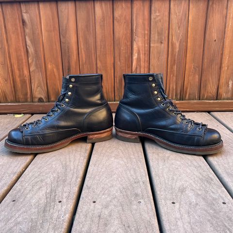 View photo of Role Club Lace to Toe in Horween Black Chromexcel Horsehide