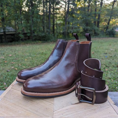 Grant Stone Chelsea Boot in Horween Crimson Chromexcel