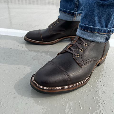 XBXS Derby Boots in Horween Dark Brown Waxed Flesh