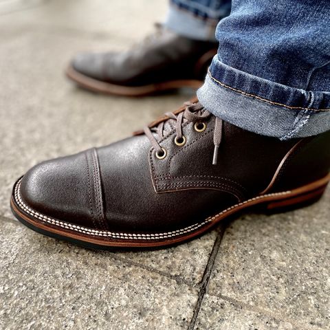 XBXS Derby Boots in Horween Dark Brown Waxed Flesh