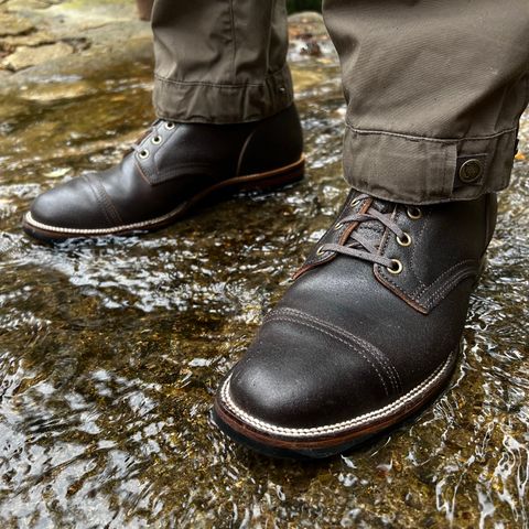 XBXS Derby Boots in Horween Dark Brown Waxed Flesh