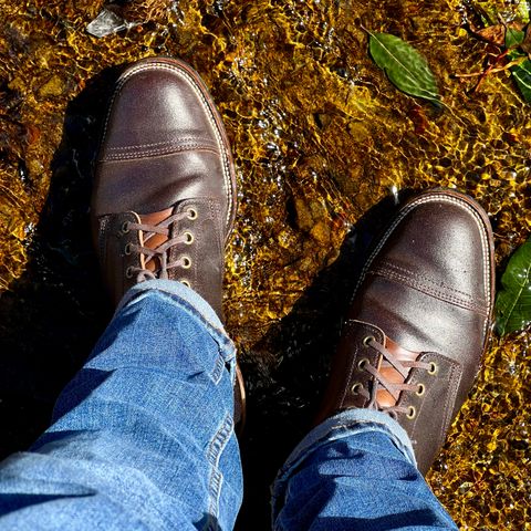 XBXS Derby Boots in Horween Dark Brown Waxed Flesh