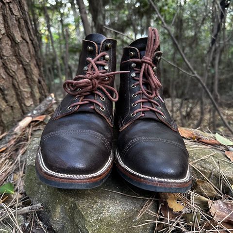 XBXS Derby Boots in Horween Dark Brown Waxed Flesh