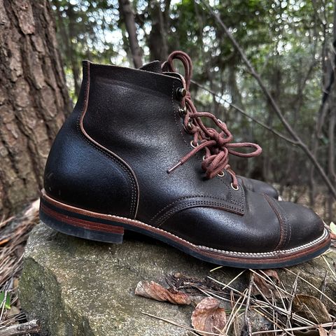 XBXS Derby Boots in Horween Dark Brown Waxed Flesh