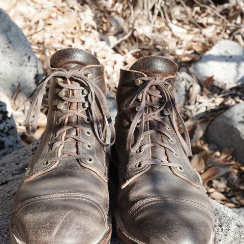 XBXS Derby Boots in Horween Dark Brown Waxed Flesh