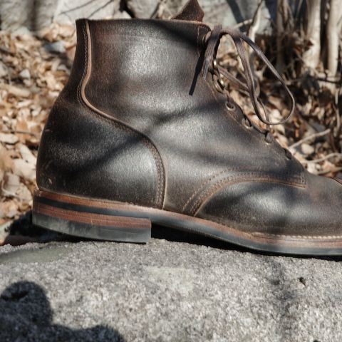 XBXS Derby Boots in Horween Dark Brown Waxed Flesh