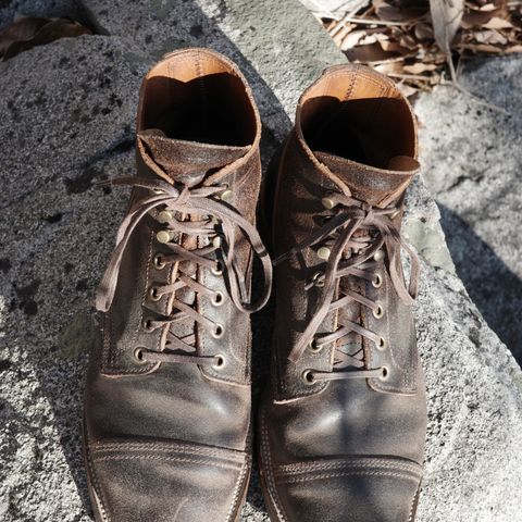 XBXS Derby Boots in Horween Dark Brown Waxed Flesh