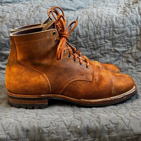 View photo of Viberg Service Boot PCT in Horween Golden Brown Predator Roughout