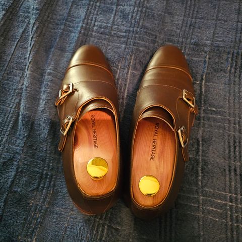 Meermin Double Monkstrap in Du Puy Dark Brown Country Calf