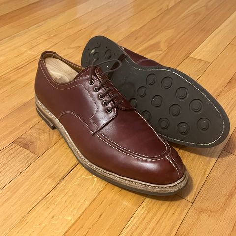 Meermin Split Toe Derby in Du Puy Burgundy Box Calf