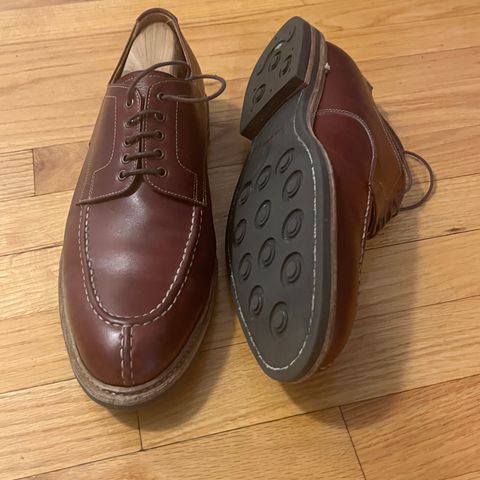 Meermin Split Toe Derby in Du Puy Burgundy Box Calf