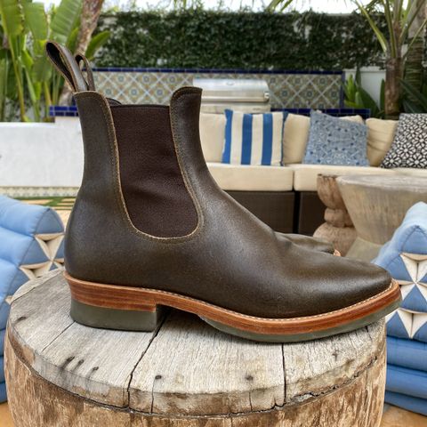 Search result thumbnail of Benzein The Seventh Chelsea Boot in Horween Olive Waxed Flesh