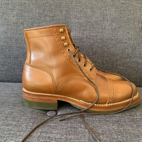 Search result thumbnail of Benzein Kanon Brogue Cap Toe Boot in Shinki Whisky Shell Cordovan