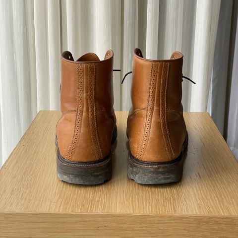 View photo of Viberg Shelby Sharp Brogue Boot in Shinki Tan Latigo Horsehide