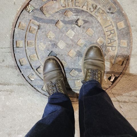 View photo of White's MP-Sherman Toe Cap in Horween Dark Olive Waxed Flesh