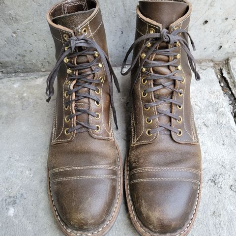 View photo of White's MP-Sherman Toe Cap in Horween Dark Olive Waxed Flesh