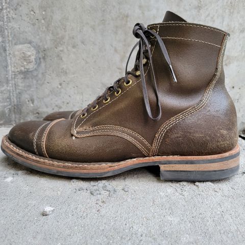 View photo of White's MP-Sherman Toe Cap in Horween Dark Olive Waxed Flesh