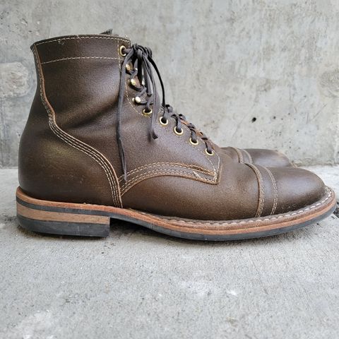 View photo of White's MP-Sherman Toe Cap in Horween Dark Olive Waxed Flesh