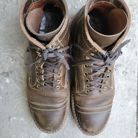 View photo of White's MP-Sherman Toe Cap in Horween Dark Olive Waxed Flesh