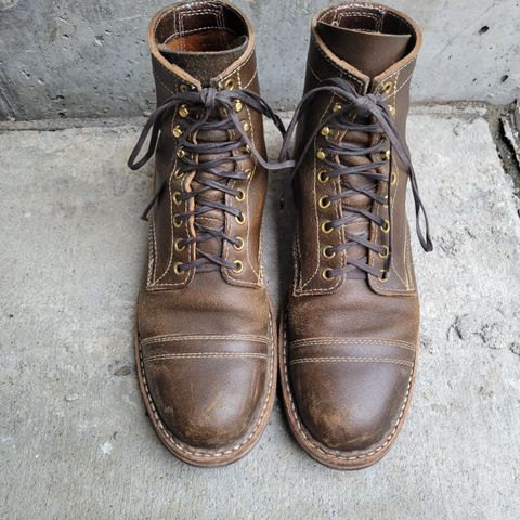 View photo of White's MP-Sherman Toe Cap in Horween Dark Olive Waxed Flesh