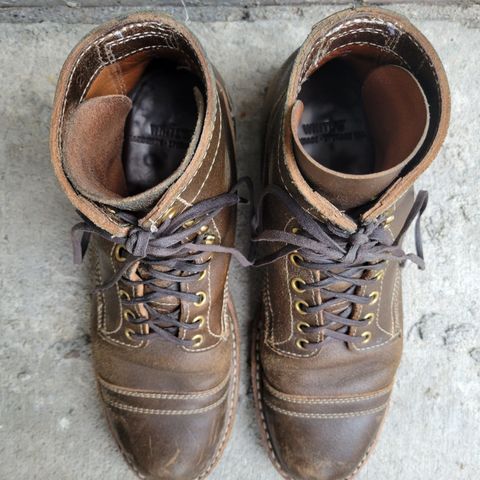 View photo of White's MP-Sherman Toe Cap in Horween Dark Olive Waxed Flesh