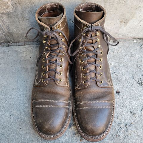 View photo of White's MP-Sherman Toe Cap in Horween Dark Olive Waxed Flesh