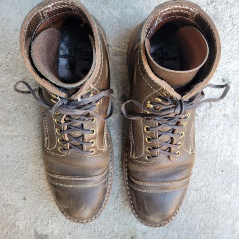 View photo of White's MP-Sherman Toe Cap in Horween Dark Olive Waxed Flesh