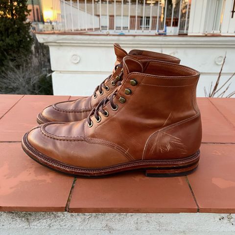 View photo of Grant Stone Ottawa Boot in Horween Honey Glazed Shell Cordovan