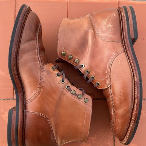 View photo of Grant Stone Ottawa Boot in Horween Honey Glazed Shell Cordovan