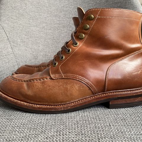 View photo of Grant Stone Ottawa Boot in Horween Honey Glazed Shell Cordovan