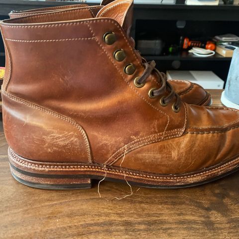 View photo of Grant Stone Ottawa Boot in Horween Honey Glazed Shell Cordovan