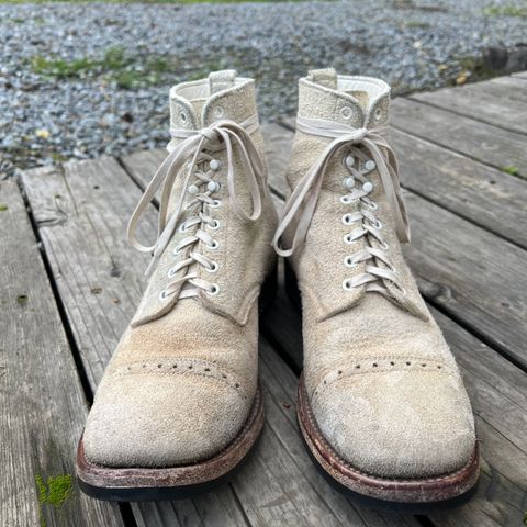 Search result thumbnail of Clinch Lace Up Boots in Wickett & Craig White Latigo Roughout