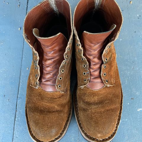 View photo of Old Scratch Boots Mark 1 in Seidel Tobacco Stampede Roughout