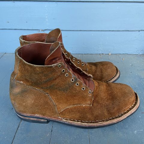 View photo of Old Scratch Boots Mark 1 in Seidel Tobacco Stampede Roughout