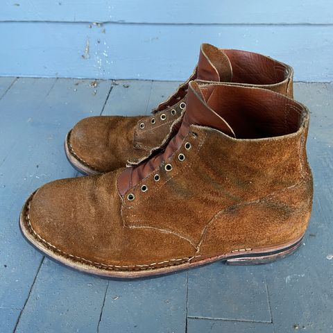 View photo of Old Scratch Boots Mark 1 in Seidel Tobacco Stampede Roughout