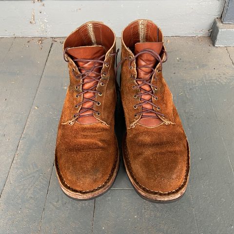 View photo of Old Scratch Boots Mark 1 in Seidel Tobacco Stampede Roughout