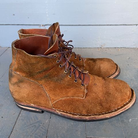 View photo of Old Scratch Boots Mark 1 in Seidel Tobacco Stampede Roughout