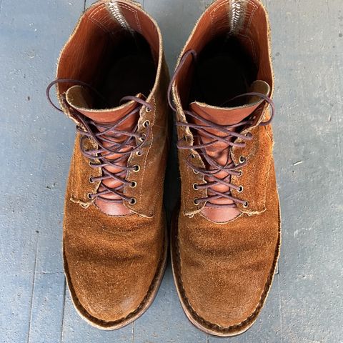 View photo of Old Scratch Boots Mark 1 in Seidel Tobacco Stampede Roughout