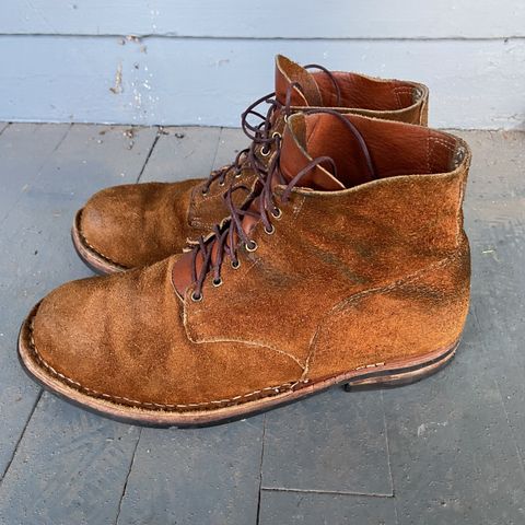 View photo of Old Scratch Boots Mark 1 in Seidel Tobacco Stampede Roughout