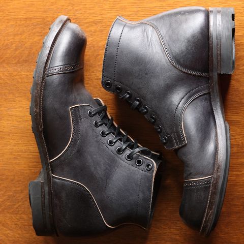 View photo of Viberg Service Boot in Maryam Black Horsebutt