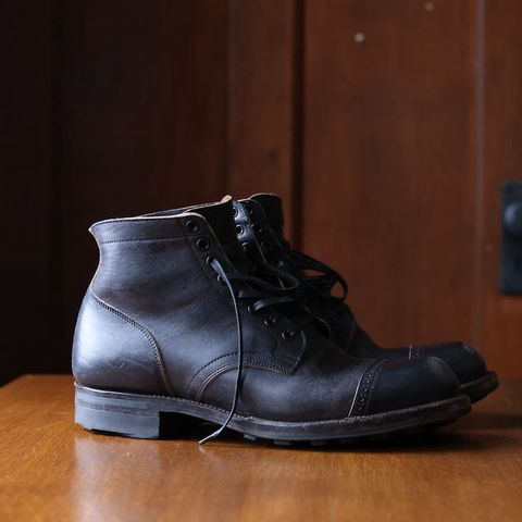 View photo of Viberg Service Boot in Maryam Black Horsebutt