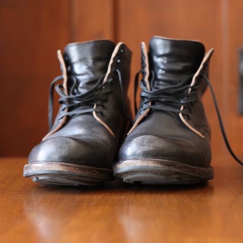 View photo of Viberg Service Boot in Maryam Black Horsebutt