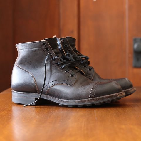 View photo of Viberg Service Boot in Maryam Black Horsebutt