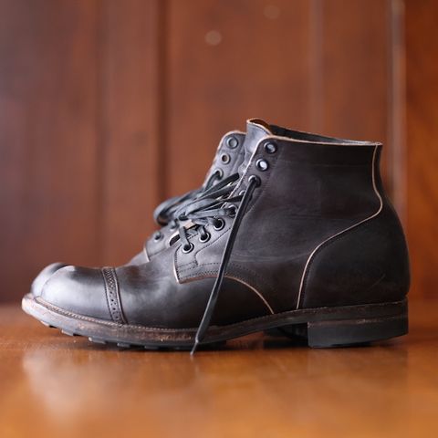 View photo of Viberg Service Boot in Maryam Black Horsebutt